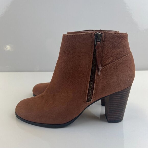 Cole Haan Grand OS Leather Ankle Boots with Block Heel Side Zipper Brown W 6.5B - Picture 5 of 12